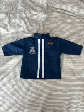 Harley-Davidson Navy Blue Toddler Zip Jacket with White Racing Stripes